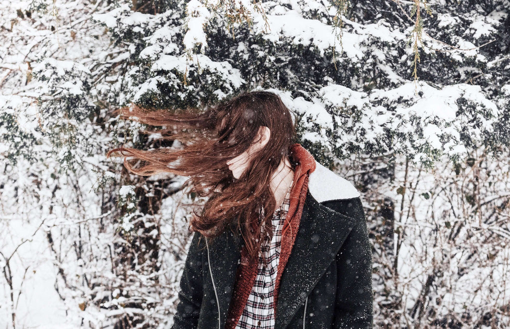 Winter hair - red headed woman in cold weather